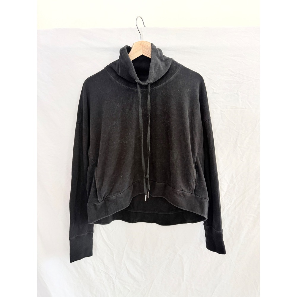 Sweaty Betty Pullover Sweatshirt Womens Black Funnel Neck Cropped Medium